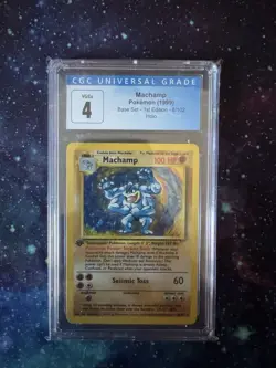 Pokemon 1999 Base Set 1st Edition Machamp 8/102 Holo Rare CGC 4 - Image 1