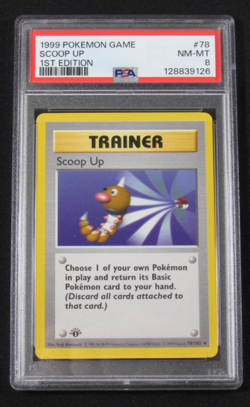 1999 Pokemon Game TRAINER SCOOP UP 1st Edition 78/102 PSA 8 NM-MT - Image 1