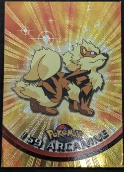 Silver Foil-Pokeball Pattern | Black Logo | Pokemon 1999 Topps TV | Arcanine #59 - Image 1