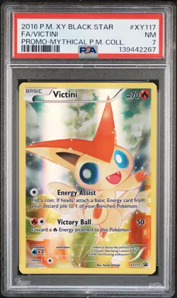 2016 POKEMON XY BLACK STAR PROMO MYTHICAL POKEMON COLL FULL ART/VICTINI PSA 7 - Image 1