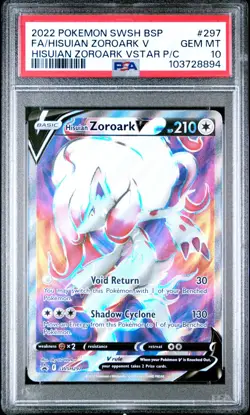 Pokemon Promo Hisuian Zoroark V SWSH297 PSA 10 - Image 1