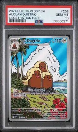 2024 POKEMON SSP EN ALOLAN DUGTRIO ILLUSTRATION RARE #208/191 PSA 10 - Image 1