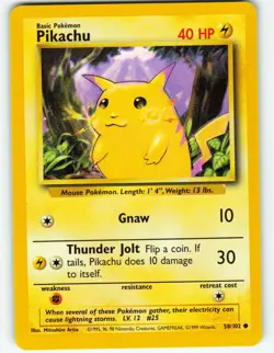 Pikachu - 58/102 Base Set - WOTC Unlimited - Pokemon TCG - 1999 - Image 1