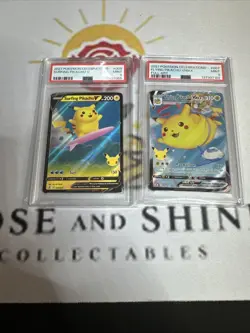 2021 Pokemon Celebrations #008 Surfing Pikachu V PSA 9 And 007 Flying Vmax - Image 1
