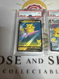 2021 Pokemon Celebrations #008 Surfing Pikachu V PSA 9 And 007 Flying Vmax - Image 2