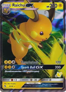 Raichu GX #20/68 *PikachuStamp60* BTA Hidden Fates Pokemon NM *2019* - Image 3