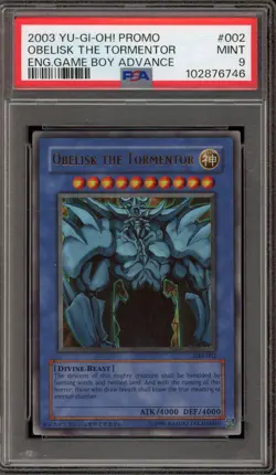 Yu-Gi-Oh! Obelisk The Tormentor Game Boy ADV Ultra Rare Promo GBI-002 PSA 9 Mint - Image 1