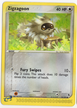 Zigzagoon 79/109 Ruby and Sapphire E-Reader Pokemon Card - Image 1