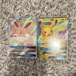 Pokemon Eevee GX & Pikachu GX Holo Card Lot - 2 Nintendo TCG - Image 1