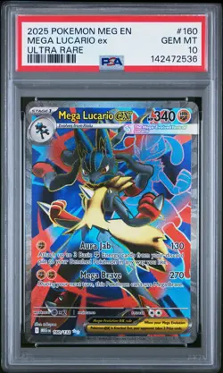 2025 POKEMON MEG EN-MEGA EVOLUTION ULTRA RARE #160 MEGA LUCARIO EX PSA 10 - Image 1