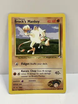 Pokemon WOTC TCG Vintage Brock's Mankey 068/132 Gym Heroes Regular LP - Image 1