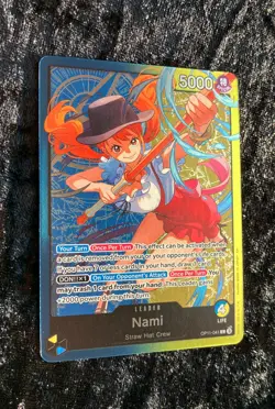 Nami OP11-041 ONE PIECE Tcg Card Game NM BLUE/YELLOW Leader Foil - Image 3