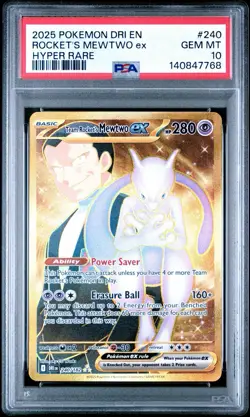Destined Rivals Gold Team Rockets Mewtwo EX Hyper Rare Card 240/182 PSA 10 - Image 1