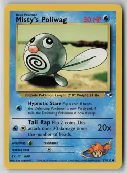 Misty's Poliwag 87/132 Pokemon Gym Heroes Common Moderately Played Card (MP) - Image 1