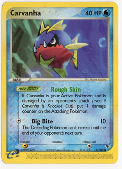 Carvanha 51/109 Ruby & Sapphire E-Reader Pokemon Card - Image 1