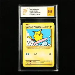 TQG 9.5 MINT+ 2016 Pokemon ENG Surfing Pikachu 111/108 R - Image 1