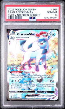 2021 POKEMON SWORD & SHIELD EVOLVING SKIES SECRET FULL ART/GLACEON VMAX PSA 10 - Image 1