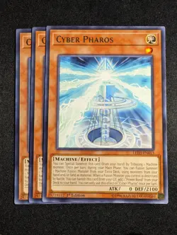 Yugioh - 3x Cyber Pharos LED3-EN013 1st Edition Rare NM - Image 1