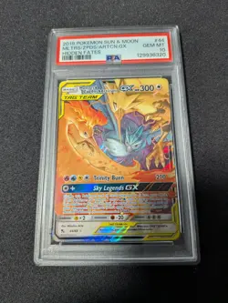 2019 POKEMON SUN & MOON HIDDEN FATES #44 MOLTRES & ZAPDOS & ARTICUNO GX PSA 10 - Image 1