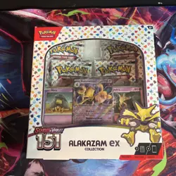 Pokemon TCG Scarlet and Violet - 151 Alakazam ex Collection Box - 4 Packs 820650855269 - Image 1