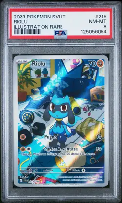 2023 POKEMON ITALIAN SVI IT-SCARLET & VIOLET ILLUSTRATION RARE #215 RIOLU PSA 8 - Image 1