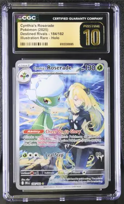 CGC Pristine 10 Pokemon TCG Cynthia's Roserade 184/182 Sv10 Destined Rivals Holo - Image 1