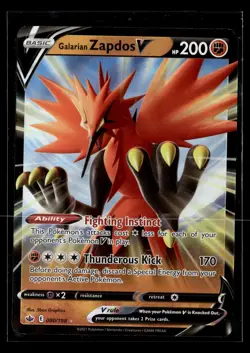 Pokemon TCG SWSH06: Chilling Reign #080/198 Galarian Zapdos V - Image 1