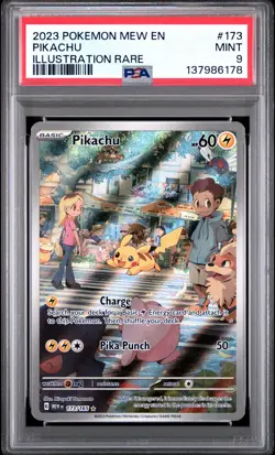 2023 POKEMON MEW EN-151 ILLUSTRATION RARE #173 PIKACHU PSA 9 - Image 1