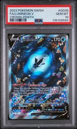2023 Pokemon Sword And Shield Crown Zenith Fa Lumineon V #GG39 PSA 10 - Image 1