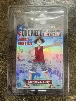 Monkey.D.Luffy College Basketball US Voyage P-055 One Piece Promo Sealed - Image 1