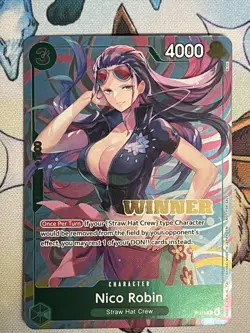 One Piece Card Game Nico Robin P-111 Heroines Event Winner Card Near Mint - Image 1