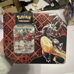 Charizard Paldean fates large tin Pokemon Card TCG Sealed - Image 1