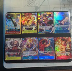 Bandai One Piece Card Game Holo Lot—8 Cards: Sanji, Luffy, Marco, Rayleigh - Image 1