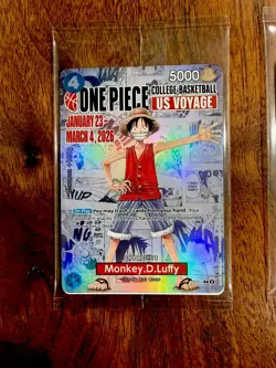 SEALED, MINT One Piece Monkey D. Luffy US Voyage College Basketball Promo Card - Image 1