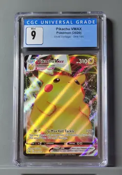 Pokemon Vivid Voltage Pikachu VMAX Full Art 044/185 CGC 9 Mint - Image 1