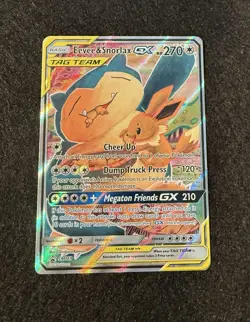 Pokemon Eevee & Snorlax GX TAG TEAM Promo Holo SM169 270 HP 210 Attack - Image 1