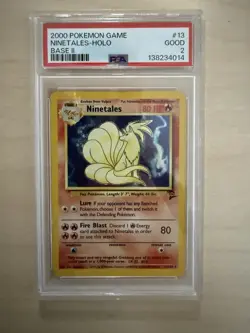 Pokemon TCG Ninetales Base Set 2 Holo Rare Card 13/130 Vintage WOTC PSA 2 - Image 1