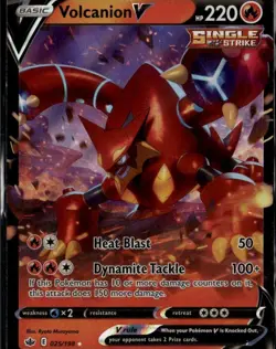 Volcanion V Ultra Rare SWSH06: Chilling Reign 025/198 Fire Holofoil Pokemon Card - Image 1