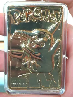 1999 Burger King Pokemon Pikachu Trading Card Gold Plated 23K Nintendo Rare - Image 1