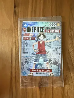 One Piece Monkey D. Luffy US Voyage College Basketball Promo Card - SEALED - Image 1