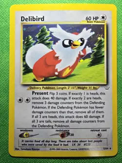 2001 POKEMON TCG NEO REVELATION 5/64 DELIBIRD UNLIMITED HOLO RARE NEAR MINT - Image 1