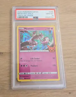 2022 Pokemon Mewtwo 56/172 Trick or Trade Holo Rare PSA 10 Gem Mint Promo SWSH - Image 1