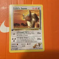 Pokemon TCG Blaine's Tauros 64/132 1ST EDITION Gym Heroes WOTC Common vintage - Image 3