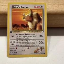 Pokemon TCG Blaine's Tauros 64/132 1ST EDITION Gym Heroes WOTC Common vintage - Image 5