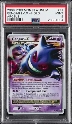 2009 POKEMON PLATINUM ARCEUS #97 GENGAR LV.X-HOLO PSA 9 - Image 1