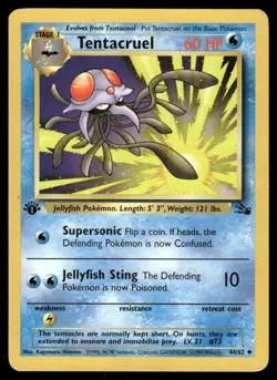 Pokemon Cards Tentacruel 44/62 1ST EDITION Fossil WOTC Uncommon LP *2 - Image 1