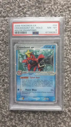 POKEMON CARD 2006 EX CRAWDAUNT EX HOLO HOLON PHANTOMS #99 GRADED PSA 8 !! - Image 1