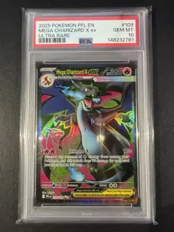2025 POKEMON PFL EN-PHANTASMAL FLAMES ULTRA RARE #109 MEGA CHARIZARD X EX PSA 10 - Image 1