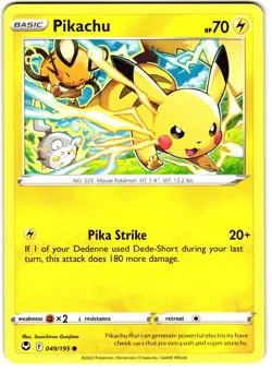 Pikachu 49/195 Pokemon SWSH: Silver Tempest - Image 1
