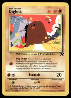 Pokemon Cards Diglett 52/82 UNLIMITED Team Rocket WOTC Common NM - Image 1